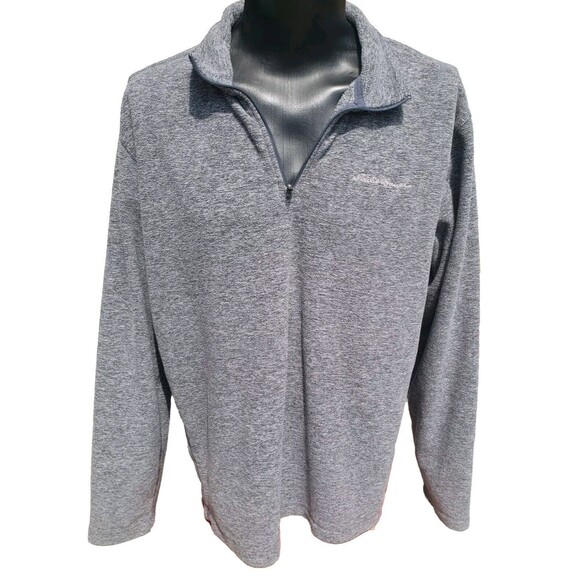 Eddie Bauer 1/4 Zip Pullover Sweater Fleece Gray Heathered Mens Size Large - Picture 2 of 16
